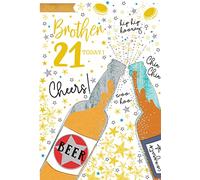 For You Brother 21 21st Today Beer Bottle Happy Birthday Card Lovely Verse