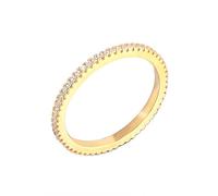 For You Collection 18ct Gold Plated Sterling Silver Thin Cubic Zirconia Eternity Midi Chic Stacking Ring Silver
