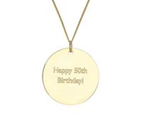 For You Collection 9ct Solid Gold Personalised Adjustable Disc Pendant Necklace Gold