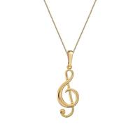 For You Collection 9ct Solid Gold Treble Clef Pendant on a 16+2 inch Adjustable Chain Gold