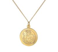 For You Collection Gent's 18ct Gold Plated Sterling Silver 24mm Diamond Cut St Christopher Pendant Adjustable Necklace Gold