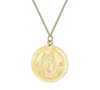 For You Collection Gent's 9ct Solid Gold 22mm Round St Christopher Pendant Adjustable Necklace Gold
