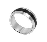 For You Collection Gent's 9mm Stainless Steel Band Ring, Matt Inside, Partial Black Plating Black