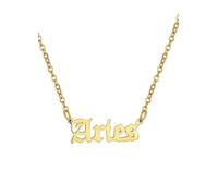 For You Collection Gold Plated Zodiac Necklace in Gothic Font Aries