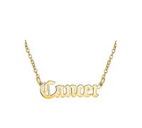 For You Collection Gold Plated Zodiac Necklace in Gothic Font Cancer