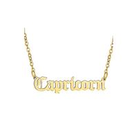 For You Collection Gold Plated Zodiac Necklace in Gothic Font Capricorn