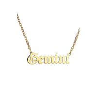 For You Collection Gold Plated Zodiac Necklace in Gothic Font Gemini