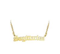 For You Collection Gold Plated Zodiac Necklace in Gothic Font Sagitarius