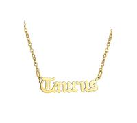 For You Collection Gold Plated Zodiac Necklace in Gothic Font Taurus