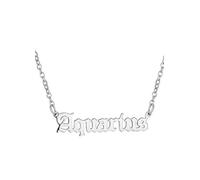 For You Collection Silver Plated Zodiac Necklace in Gothic Font Silver