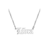 For You Collection Silver Plated Zodiac Necklace in Gothic Font Silver