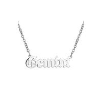 For You Collection Silver Plated Zodiac Necklace in Gothic Font Silver