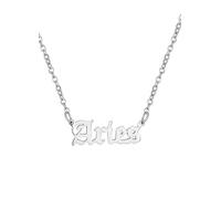 For You Collection Silver Plated Zodiac Necklace in Gothic Font Silver