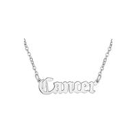 For You Collection Silver Plated Zodiac Necklace in Gothic Font Silver