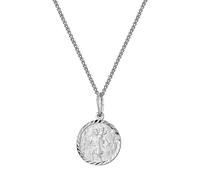 For You Collection Sterling Silver Small St Christopher Pendant Adjustable Necklace Silver
