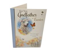 For You Godfather Cute Lamb Floral Design Easter Card
