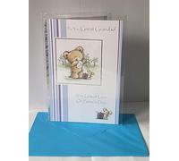 For You Great Grandad With Lots Of Love On Father's Day Great-Grandad Fathers Day Card White/Blue-Teddy/White Envelope/Mouse Foil Detail(SS31114B)