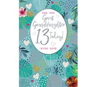 For You Great Granddaughter 13 13th Today Happy Birthday Card Lovely Verse
