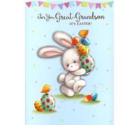 for You Great-Grandson It's Easter - Bunny with Eggs Easter Card