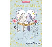 For You Mummy & Daddy Love Birds Happy Anniversary Card Lovely Verse