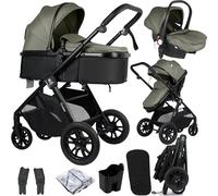 For Your Little One Cruise 3-in-1 Travel System with i-Size Car Seat, Stroller, 13kg Pram, Height Adjustable Handle, Pram, Newborn 0-4 Years Free Raincover and Cupholder (Pebble Sage)