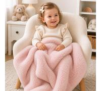 For Your Little One Faux Fur Baby Blanket with Soft Velour Inner Layer, 90cm x 100cm, Luxury Feel, for Infants/Toddlers (Pink)