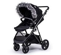 For-Your-Little-One Fur Hood Trim Pram Compatible on Casual, Dark Grey