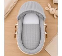 For Your Little One FYLO Moses Basket Grey Waffle Bedding Set Dressing Set with Padded Liner (Wicker Basket not Included)