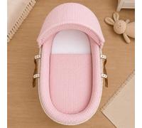 For Your Little One FYLO Moses Basket Pink Waffle Bedding Set Dressing Set with Padded Liner (Wicker Basket not Included)