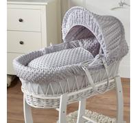 For Your Little One Grey Dimple White Wicker Baby Moses Basket With Mattress