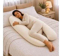 For Your Little One Maternity Pillow, Soft Breathable Fabric, Pregnancy Sleep Support Hollow Fibre Fill - (Cream, 9ft (274cm))