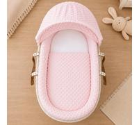 For Your Little One Moses Basket Pink Dimple Bedding Set Dressing Set with Padded Liner (Wicker Basket not Included)
