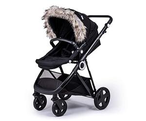 For Your Little One Pram Fur Hood Trim Attachment for Pushchair Compatible with BOB - Light Grey