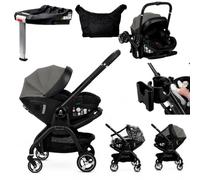For Your Little One Qubi 5-in-1 Travel System, Infant Car Seat & Stroller 7 Piece Bundle, ISOFIX Compatible, Birth to 22kg, Pushchair, Pram, 3 Height Positions, Grey Olive