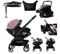 For Your Little One Qubi 5-in-1 Travel System, Infant Car Seat & Stroller 7 Piece Bundle, ISOFIX Compatible, Birth to 22kg, Pushchair, Pram, 3 Height Positions, Pastel Pink
