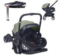 For Your Little One Qubi Infant Car Seat Stroller and Base, Eclipse Black, ISOFIX, Birth to 15 Months, 5-Point Harness, 3 Height Positions (Sage Green)