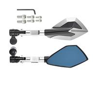 For YZF600 YZF R1 R6 R3 R125 R25 R15 MT25 125 Universal CNC Motorcycle Handlebar Rear View Mirrors Blue Anti-glare Mirror(Silver)