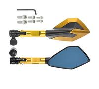 For YZF600 YZF R1 R6 R3 R125 R25 R15 MT25 125 Universal CNC Motorcycle Handlebar Rear View Mirrors Blue Anti-glare Mirror(Gold)