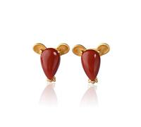 for Zodiac Water Drop Chinese Rat Antique Inlaid Southern Red Agate Earrings Women
