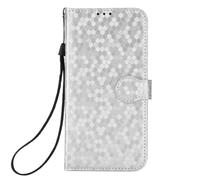 for ZTE Blade A75 4G Case, Crystal Shiny Flip Premium PU Leather Phone Cover Shockproof Wallet RFID Blocking Credit Card Slots Magnet Clasp Kickstand for ZTE Blade A75 4G silvery