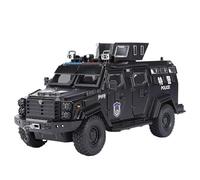 For1:24 Saber-toothed Tiger Alloy Armored Police Car Toy Boys' Simulation Children's Off-road Car Model Peacekeeping Anti-riot Special Police Car Exquise(Black)