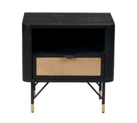 Fora Shelving Unit - Black Acacia Wood & Natural Rattan