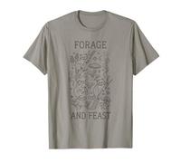 Forage and Feast - Cottagecore Mushroom Art Raccoon T-Shirt