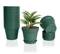 FORAGIFT 15cm Plant Pots, 16 Pack Plastic Herb Pot with Drainage Hole and Tray, Seed Seedling Pots Flower Nursery Pots for Vegetables, Flowers, Cactus, Cuttings, Succulent, Blue