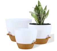 FORAGIFT 25/23/20cm Self-Watering Plant Pots Indoor, 3 Pack Large Plastic Plant Pots with Deep Reservior and High Drainage Holes for Indoor Outdoor P