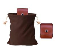 Foraging Bag, Outdoor Picking Fruit Bags, Foldable Leather Belt Bag, Outdoor Mushroom Pouch for Travel Camping Hiking (Brown)