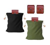 Foraging Bag, Outdoor Picking Fruit Drawstring Collapsible Leather Canvas Pouch (E)