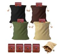 Foraging Bag, Outdoor Picking Fruit Drawstring Collapsible Leather Canvas Pouch (G)