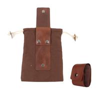 Foraging Bag Reddish Brown Waxed Canvas PU Leather Collapsible Belt Pouch Portable Outdoor Camping Picking Fruit Jungle Bag for Hiking Camping Collecting Tools