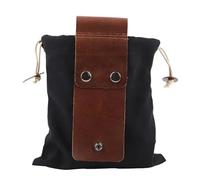 Foraging Bag Waxed Canvas Collapsible Outdoor Camping Pouch Mushroom Storage Water Resistant Leather Bushcraft Bags(Black,2pc)